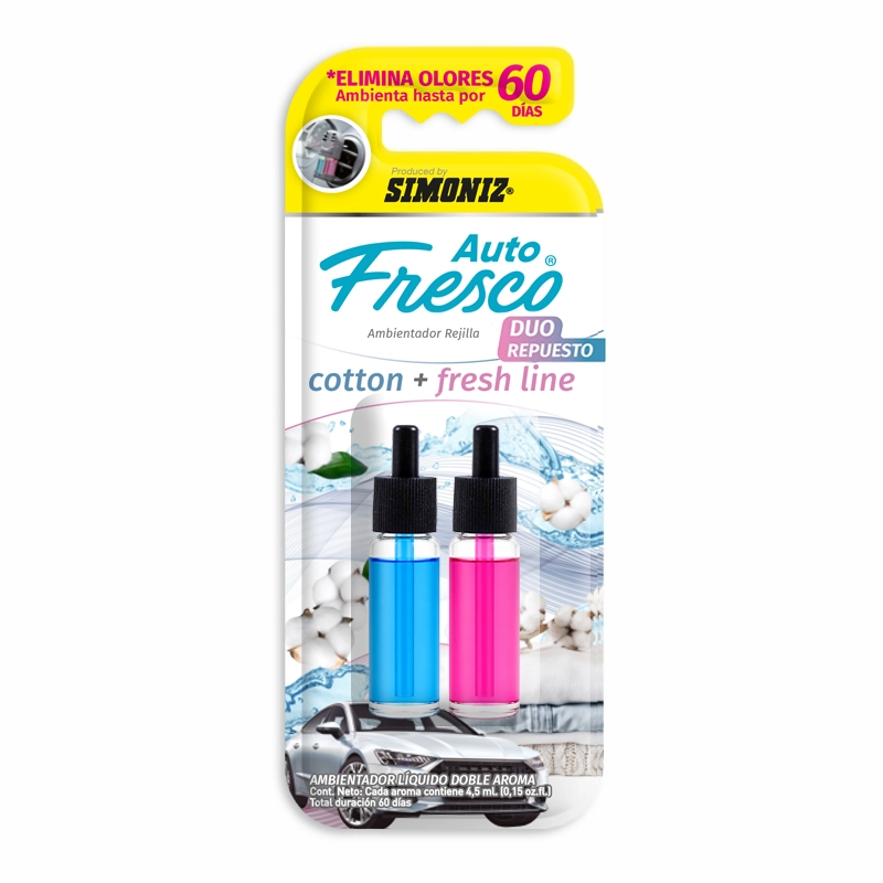 108984-1-Rptoambshick_Splash_X_2_Cotton_Fresh-1.webp Repuesto Ambientador Líquido Dúo Simoniz Auto Fresco 4,5ml - Imagen 1